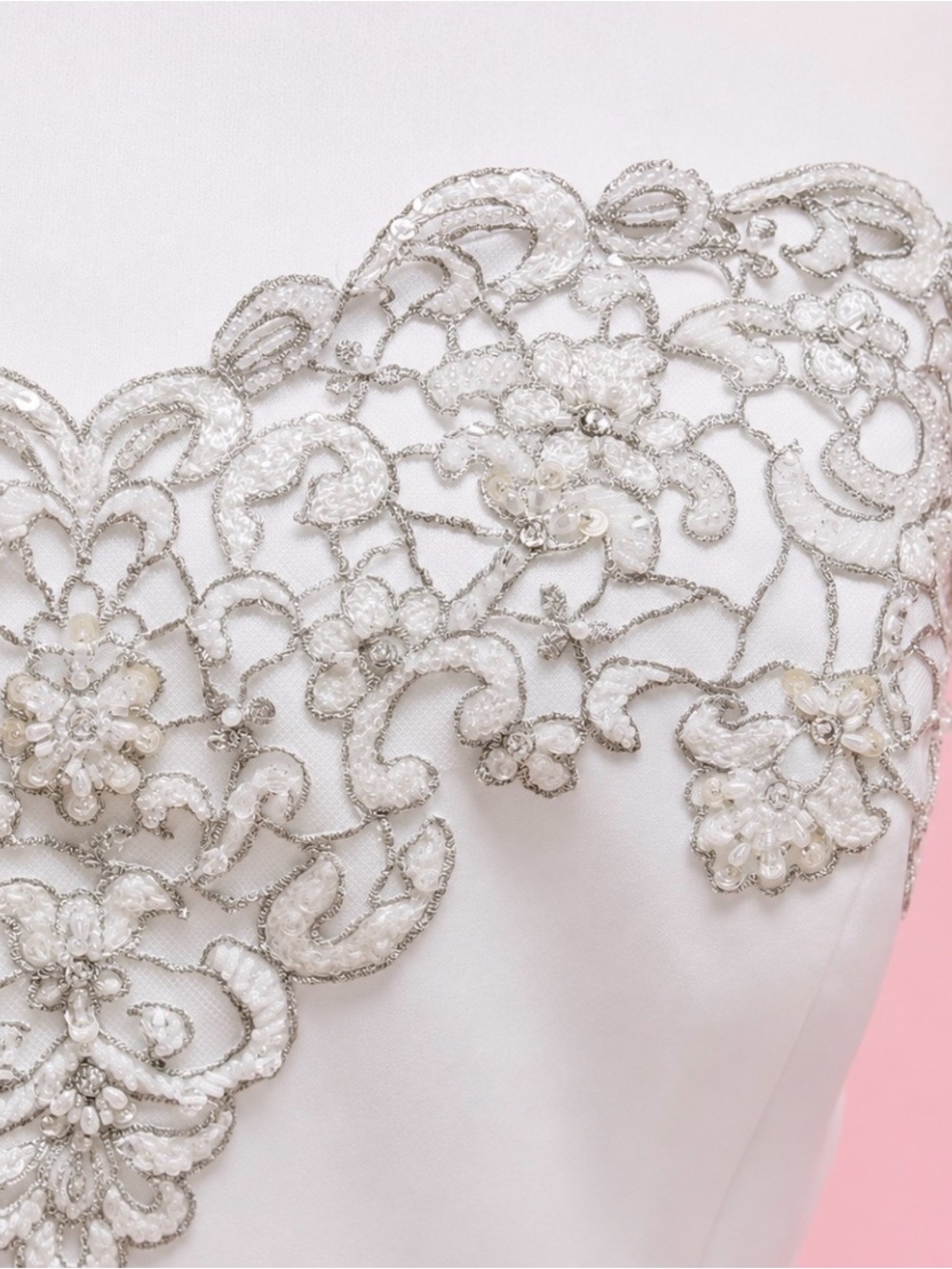 Anjolique Strapless Lace-Embellished A-Line Wedding Gown in White - Picture 4 of 8